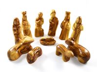 11 Pieces modern design hand carved olive wood nativity set from Bethlehem size 5.5"