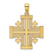 14K Cut-Out Jerusalem Cross Charm Pendant