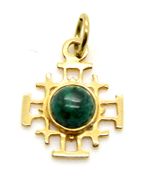 14K Gold Cross set with 'Eilat' stone, the National Stone of Israel 