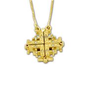14k Gold Jerusalem Cross Necklace with Diamonds hand crafted in the Holy Land