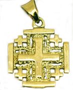 14K Gold Jerusalem cross pendant hand made in the Holy Land 