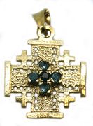 14K Gold jerusalem cross pendant hand made in the Holy Land Israel