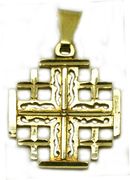 14K Gold Jerusalem cross pendant handcrafted in the Holy Land