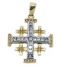 14K Gold Jerusalem Cross pendant set with Diamonds hand crafted in Israel 1"  26 mm