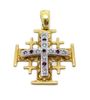 14K Gold Jerusalem Cross pendant with diamonds hand crafted in the Holy land 1" 26 mm