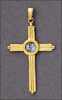 14K Gold Jerusalem Cross set with ancient Roman Glass