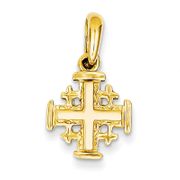 14K Gold Jerusalem Crusaders Cross pendant 23 X 13  mm / 7/8 inch