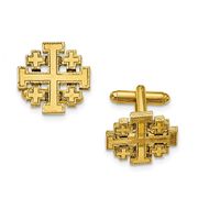 14k Gold-Plated Jerusalem Cross Cuff Links