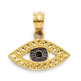 14K Gold & Rhodium Enameled Eye Pendant
