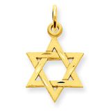 14K Gold Star of David pendant Charm Diamond cut size 21 mm Now on sale $65.00