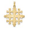 14k Polished Jerusalem Cross Pendant 1.5"