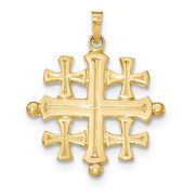 14k Polished Jerusalem Cross Pendant 1.5"