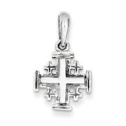 14K White Gold Jerusalem cross pendant 13mm x 15mm