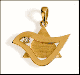 18K art work combination of Star of David, and the Dove of Peace