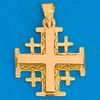 14k Gold Jerusalem Cross Pendant 1" 26MM  Two Layers heavy weight