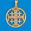 18K Gold Jerusalem Cross set with 0.25 CT Diamonds 