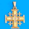 18K Gold Jerusalem Cross set with 5 Diamonds 