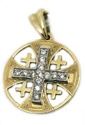 14K Gold Jerusalem Cross set with Diamonds