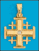 14K Gold Jerusalem Cross set with one Diamond 0.05 ct