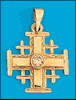 18K Gold Jerusalem Cross with one Diamond 0.15 ct