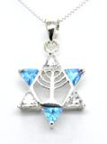925 silver Israel Jewish Star of David w CZ and 18" chain Bat Mitzvah gift