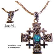 925 Silver Jerusalem Cross and Star of David with Opal and Marcasites on sale $49.95
