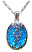 925 Silver Messianic Seal Grafted In Necklace with Large Opal Stone 