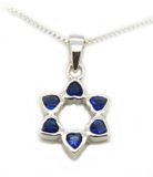 925 Silver Star of David Heart pendant 18" chain 3/4" gift boxed from Israel