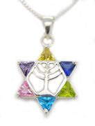 925 Sterling silver Star of David with the Menorah necklace Bat Mitzvah Gift