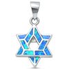 Blue Opal Star of David .925 Sterling Silver Pendant 1" / 24 mm Blue Opal Star of David .925 Sterling Silver Pendant 1" / 24 mm