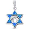 Blue Opal Star of David with Chai Life in Hebrew Symbol .925 Sterling Silver Pendant 1 1/8" 28 mm Blue Opal Star of David with Chai Life in Hebrew Symbol .925 Sterling Silver Pendant 1 1/8" 28 mm