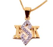 Gold Filled Messianic Pendant with Zircons Star of David Jesus 18" necklace