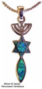 Grafted In Messianic Seal sterling silver with Opal  1 1/2 inch pendant from Israel 18" steling silver necklace