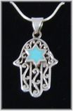 Hamsa Chamsa pendant 1 1/4" sterling silver from Israel with 18" chain Hamsa Chamsa pendant 1 1/4" sterling silver from Israel with 18" chain