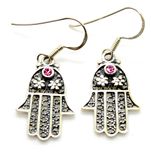 HAMSA earrings 925 sterling silver with GARNET SIZE 3/4" GIFT BOXED HAMSA earrings 925 sterling silver with GARNET SIZE 3/4" GIFT BOXED