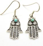 HAMSA earrings 925 sterling silver with turquoise SIZE 3/4" GIFT BOXED HAMSA earrings 925 sterling silver with turquoise SIZE 3/4" GIFT BOXED