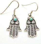 HAMSA earrings 925 sterling silver with turquoise  SIZE 3/4" GIFT BOXED