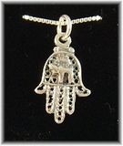 Hamsa hand Amulet sterling silver pendant with sterling box chain Hamsa hand Amulet sterling silver pendant with sterling box chain