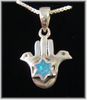 Hamsa with dove of peace and Star of David necklace from Israel Hamsa with dove of peace and Star of David necklace from Israel