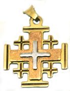 Jerusalem Cross 14k Gold pendant from the Holy Land Three layers of gold  yellow, Rose and white