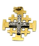 Jerusalem cross 14k gold set with Diamonds from the Holy Land 
