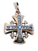 Jerusalem cross 14k gold set with Diamonds from the Holy Land 