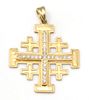 Jerusalem cross pendant 14k gold set with Diamonds from Israel the Holy Land