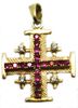 Jerusalem cross pendant 14k Gold set with Rubies and Diamons hand made in the Holy Land