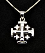 Jerusalem Cross Pendant 925 Sterling Silver multi level Israel Holy Land 20" necklace