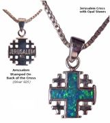 Jerusalem Cross with Opal Stones 925 sterling silver with necklace Jerusalem Cross with Opal Stones 925 sterling silver with necklace
