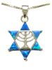 Jewish Star of David Menorah Sterling Silver pendant Opal Israel 18" necklace Jewish Star of David Menorah Sterling Silver pendant Opal Israel 18" necklace