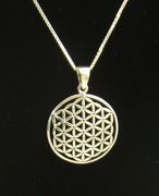 Flower of life silver pendant 18" chain necklace MADE IN ISRAEL 3/4"