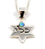 Kabbalah Star of David sterling silver with opal with the word CAELI in Kabbalah Hebrew Fertility 