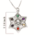 Large Kabbalah Star of David Pendant with 7 gemstones from Israel 18"  Chain
